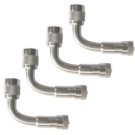 QitinDasen 4Pcs Professional Tyre Valve Extension Adapter Set, 90 Degree Tire Stem Extension, Nickel-Plated Copper Air Tire Extension Schrader Valve Adapter, for Car Truck Motorcycle Bike (Silver)