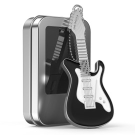 FEBNISCTE Metal Guitar USB 2.0 Stick 16GB 32GB USB Flash Drive with Gift Box, Black 32GB