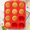 YJWYDM 12 Cups Silicone Muffin Pan, 2 Pack Non-Stick Cupcake