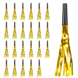 Gold New Years Noise Makers 24 PCS Glitter NYE Party Blowers Blowouts New Years Eve Games Favors Supplies Birthday Pep Rally for Adult Prank Graduation Sporting Events Horns Noisemakers Accessories