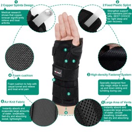 NEENCA Wrist Support Brace, Adjustable Night Sleep Hand Support Brace with Splints, Palm Wrist Orthopedic Brace with Thumb - Professional for Carpal Tunnel, Relieve and Treat Wrist Pain or Injuries