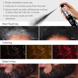 Kiss Red Temporary Hair Color Spray, Black, 2.82 Oz pack of 3