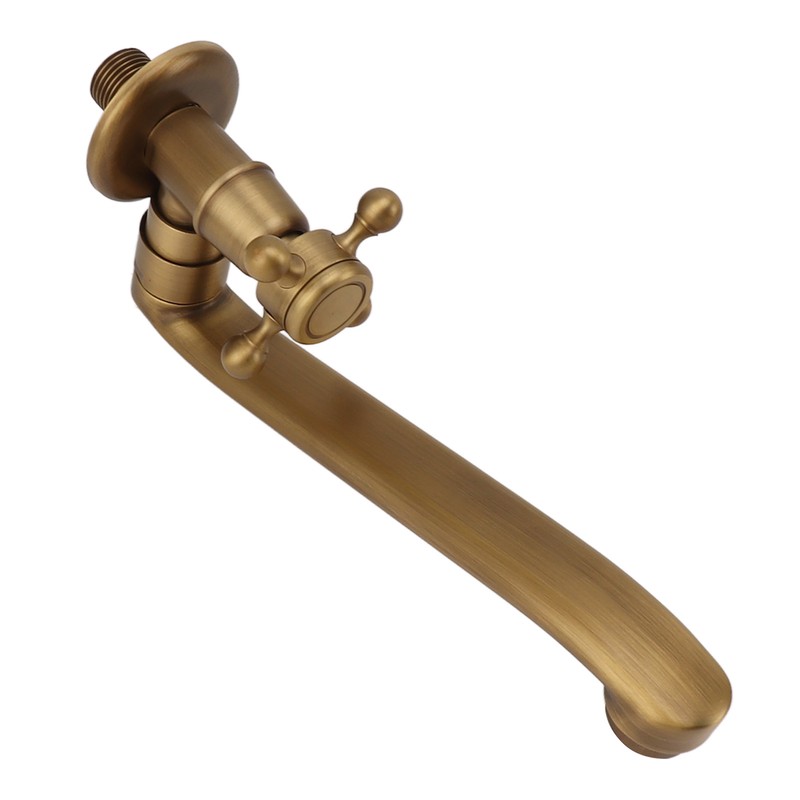 Antique Garden Faucet with Extended Spout Antifreezing Copper Wall Mount