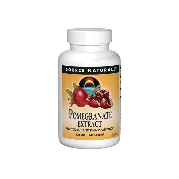 Source Naturals Pomegranate Extract, Complete Whole Fruit Ellagic Acid Antioxidant & Added Fiber, 500 mg - 240 Tablets 