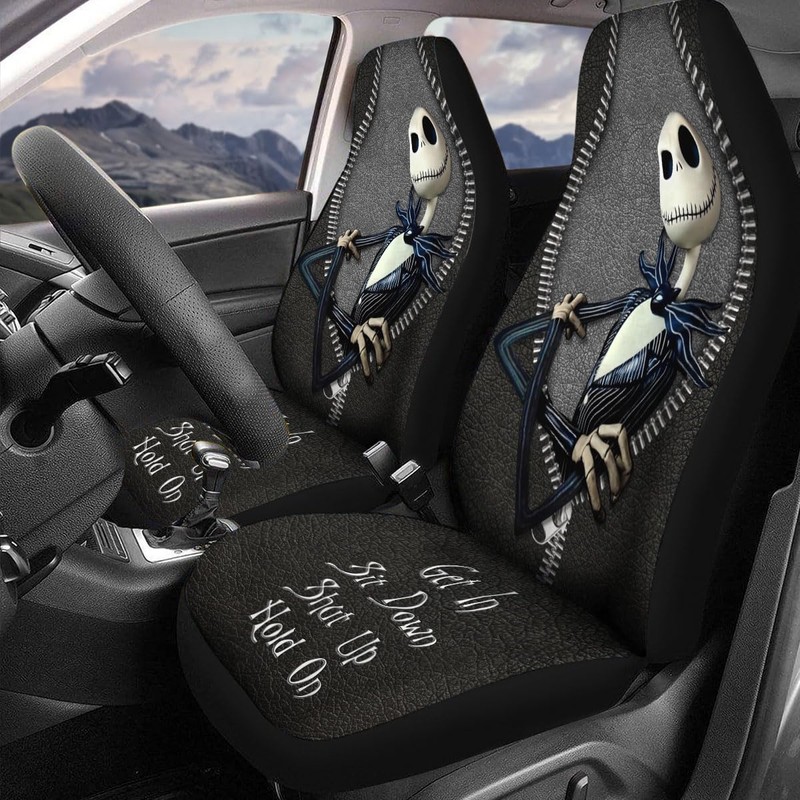 GENANY Horror Nightmare Skellington 2 Front Car Seat Covers for