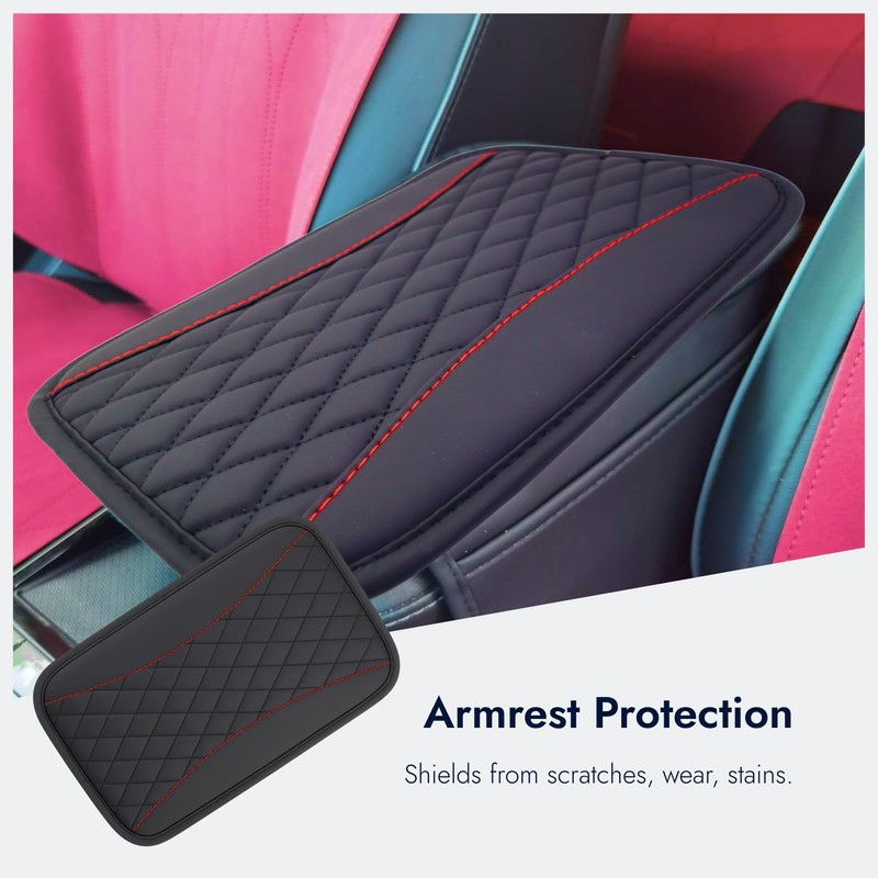 Universal Car Center Console Cushion Pad 19x31cm, Waterproof PU Leather