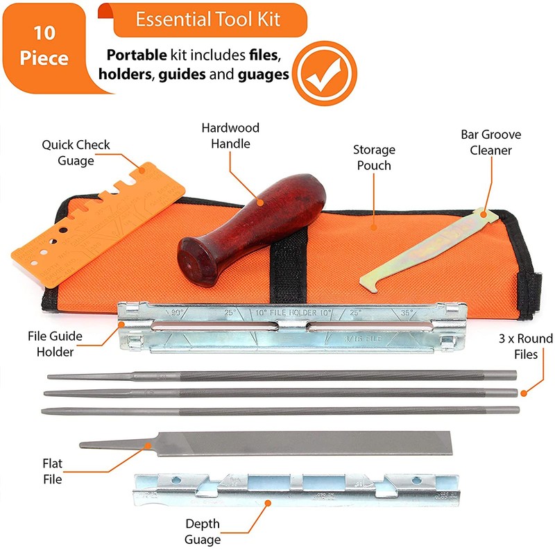 Chainsaw Sharpener File Set, 10 Pieces Chainsaw Chain Universal Sanding