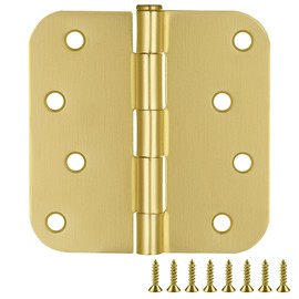 Door Hinge in Satin Brass, 4-Inch, 5/8-Inch Radius, 12-Pack