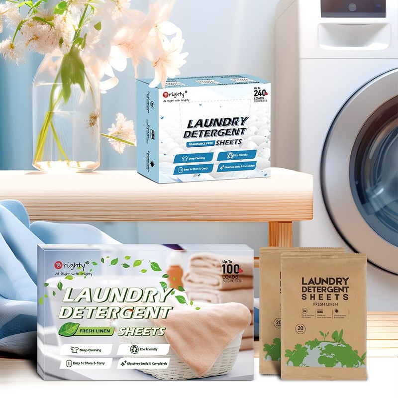Orighty Laundry Detergent Sheets, 60 Count, Fresh Linen Scent, Eco-Friendly,