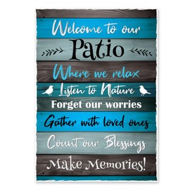 Red Ocean Welcome To Our Patio Sign - Garden Sign Decorations - Summer House Man Cave Plaque - Garage Accessories - Home Bar Signs - Gift For Him - Garden Shed Sign For Outside