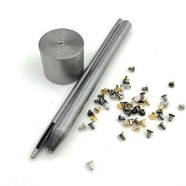 Mini Eyelets, 0.04 inch (1.0 mm), 100 Pieces, 4 Color Mix, Set of 3, Grommets, Hammered, Leathercraft, Foot, Chrysanthemum, Crushing Set, Crafts, Leather