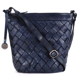 Bolso bandolera de piel para mujer, bolso de mano con correas ajustables y desmontables con bolsa para el polvo, marino, 28 x 24 x 13