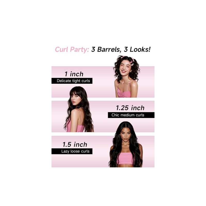 3-in-1 Automatic Curling Iron with 3 Barrel Sizes