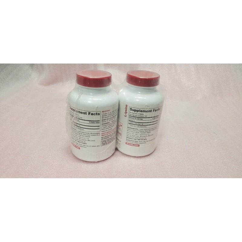 up &up Lot 2 L-lysine 1000 Mg 200 Tablets, Exp