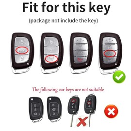 ontto Alloy Car Key fob Cover Fit for Hyundai Tucson Santa Fe Rena Sonata Elantra Creta Ix35 Ix45 I10 I30 I40 3/4 buttons Leather Key case Shell key holder keyring keychain accessories Black