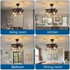 Dalouguan Farmhouse Ceiling Fan with Light, 4-Light Walnut Caged Ceiling