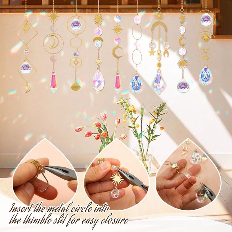 Fulillanlun 200 Pcs Crystal,Sun Catchers with Crystals,Craft Kits for Adults,