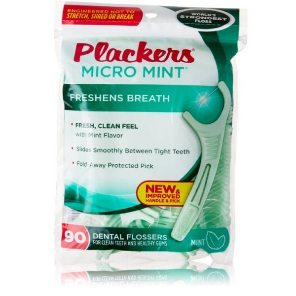 PLACKERS Micro Mint Freshens Breath, Dental Flossers Mint 90 Each (Pack of 2)