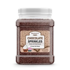 Unpretentious Chocolate Sprinkles, 4 Cups, Made with Real Cocoa, Decorative Dessert Topping
