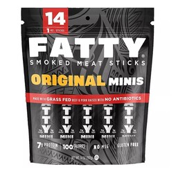 Fatty Smoked Meat Sticks, Original Minis, 14 Ounces.