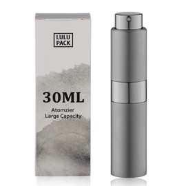 Lulupack Perfume Atomizer Refillable Travel Bottle: Cologne Portable Sprayer for Men - Mini Spray Empty for Refill - 1oz Large Size Grey