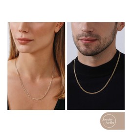 Jewelry Atelier - Collar de cadena de oro macizo de 14 quilates, cadena de eslabones cubanos de Miami para mujeres y hombres con diferentes tamaños (2,7 mm, 3,6 mm, 4,5 mm o 5,5 mm), Metal, Sin piedra