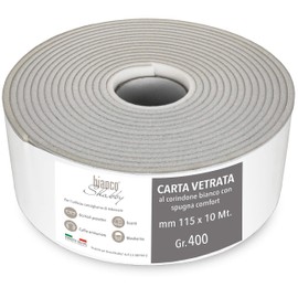 bianco Shabby® Glass Paper Professional Corundum with Finger Protection Sponge - 10 Metre Roll Cut (Grit 400 g)