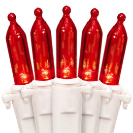 612 Vermont 100 Red LED Christmas Lights on White Wire, UL Approved for Indoor and Outdoor Use, Lighted Length 18.5 Feet, Total Length 20.8 Feet, Connect Up to 27 Sets End to End