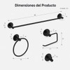 Juego 4 Piezas Accesorios de Baño Sin Taladrar, SUS304, Negro