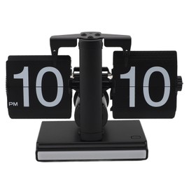 Retro Digital Flip Down Clock Battery Powered Flip Desk Clock with LED Ambient Light for Home Office Decor All Black