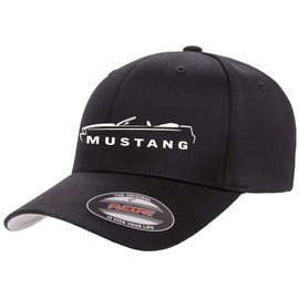 2005-09 Ford Mustang Convertible Classic Outline Design Flexfit 6277 Athletic Baseball Fitted Hat Cap Black S/M