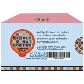 Double Donut Flavored Coffee, Pumpkin Spice Coffee, Fresh Medium Roast, Single-Serve Pods for Keurig K Cups Brewer Machines, 80 Count