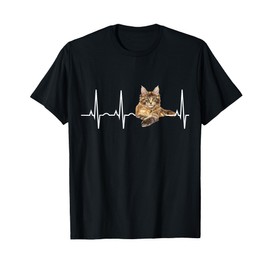 Maine Coon TShirt - Cat Lover Heartbeat Gift Shirt T-Shirt