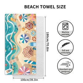 WideSmart Microfibre Beach Towels for Adults, 180 * 100cm Beach Towel Microfiber, Large Quick Dry Towels Quick Dry, Sand Free, Compact, Lightweight for Pool, Beach,Gym, Camping & Travel