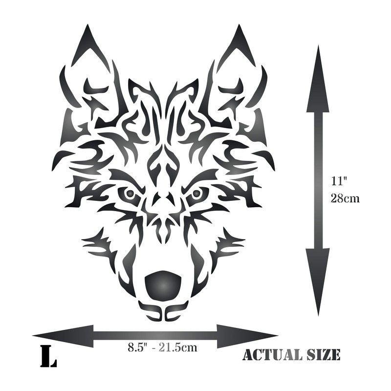 Wolf Stencil, 8.5 x 11 pulgadas, cabeza de lobo ártico