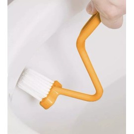Home-X 1 PC V-Shaped Toilet Brush Rotatable Orange Plastic Brush 8” US Seller
