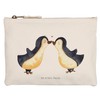 Mr. & Mrs. Panda Penguin Love Makeup Bag, White, Hand