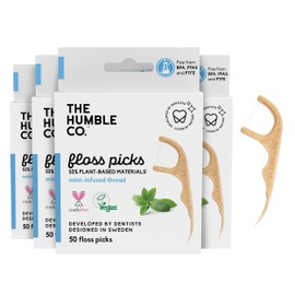 The Humble Co. Floss Picks ( Count) – Plant Based Dental Floss Picks for Superior Oral Care, Dental Hygiene, and Gum Health, Cruelty Free Tooth Floss Picks (Mint, Double Thread)