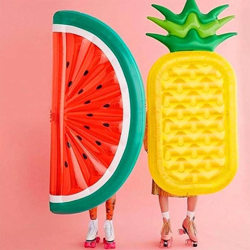 Inflatable Pineapple and Watermelon Pool Float - 2PCS Pool Floats,