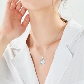AHTAMOS Saint Christopher Necklace 925 Sterling Silver St Christopher Necklace for Women Men Protect Us Medal Necklace