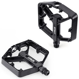 Ansjs Bike Pedals, Aluminum Mountain Bike Pedals,3 Bearings Bike Pedals Platform Bicycle Flat Pedals 9/16" Pedals Black MTB Pedals Metal Bike Pedals (B632)