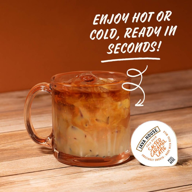 JAVA HOUSE Salted Caramel Latte Cold Brew Coffee Pods, (12