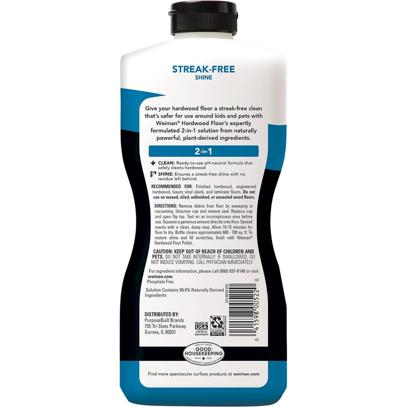 Weiman Hardwood Cleaner for Finished Hardwood Floors, Engineered Floors, Laminate