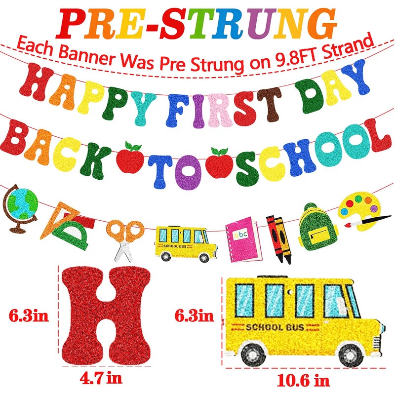 Happy First Day Back To School Banner Decorations for Home