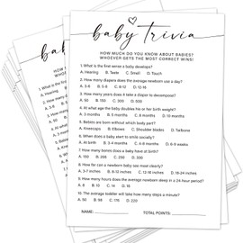 Zyoge Baby Shower Game - Baby Trivia Game Cards for New Parents, New Mom & Dad Card, Gender Reveal Boy or Girl, 30 Set Minimalist Baby Shower Party Supplies -06