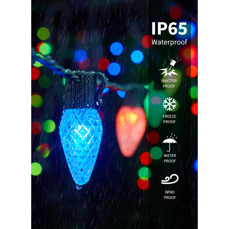 Brightown Smart Christmas Lights Outdoor, 100 LED RGB C9 String