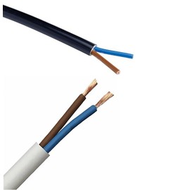 WCC® 2182Y 2 Core Flexible Cable – Light Duty PVC Wire – Stranded Copper, Twin Core Electrical Cable for Lamps, Small Appliances, DIY Projects - Basec Approved (Black, 0.5mm - 5 Meters)
