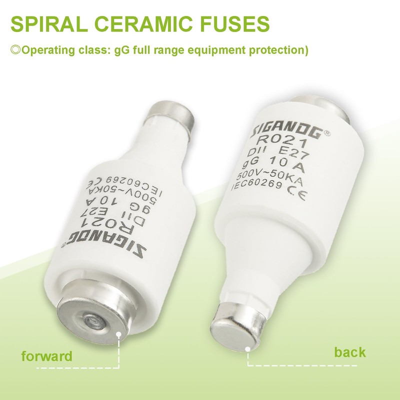 SIGANDG 10A DII E27 R021 Spiral Ceramic Fuses gG Diazed