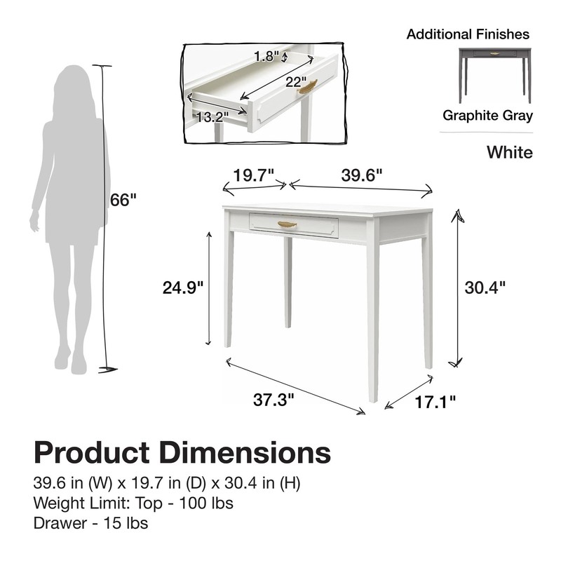 Mr. Kate Stella Desk, Graphite Gray