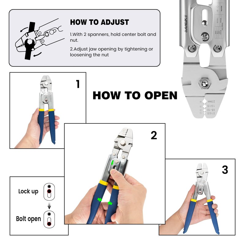 Sanuke Wire Rope Crimping Kit, Cable Swaging Tool Crimps up